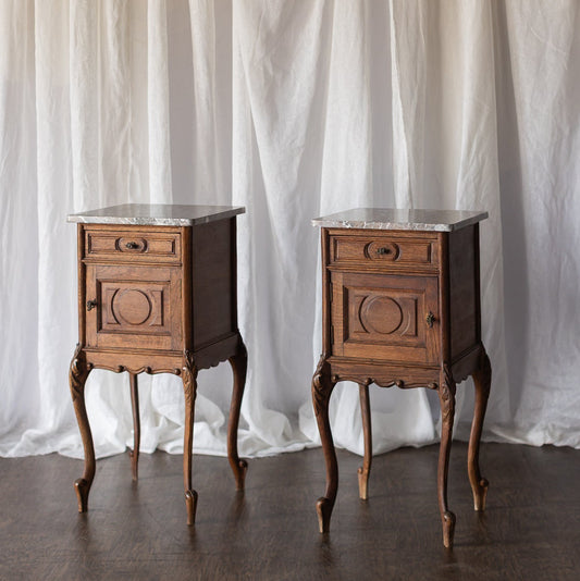 Marble Top Pair of LXV Nightstands