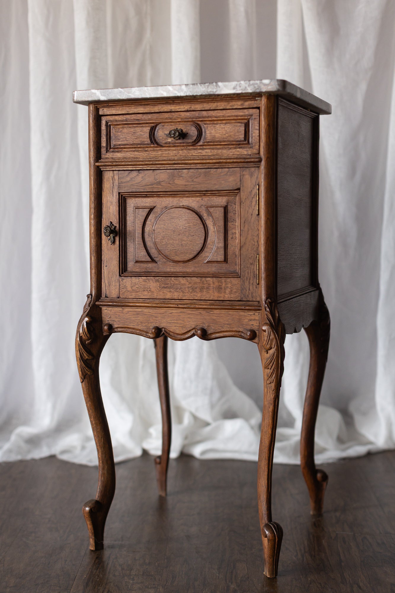 Marble Top Pair of LXV Nightstands
