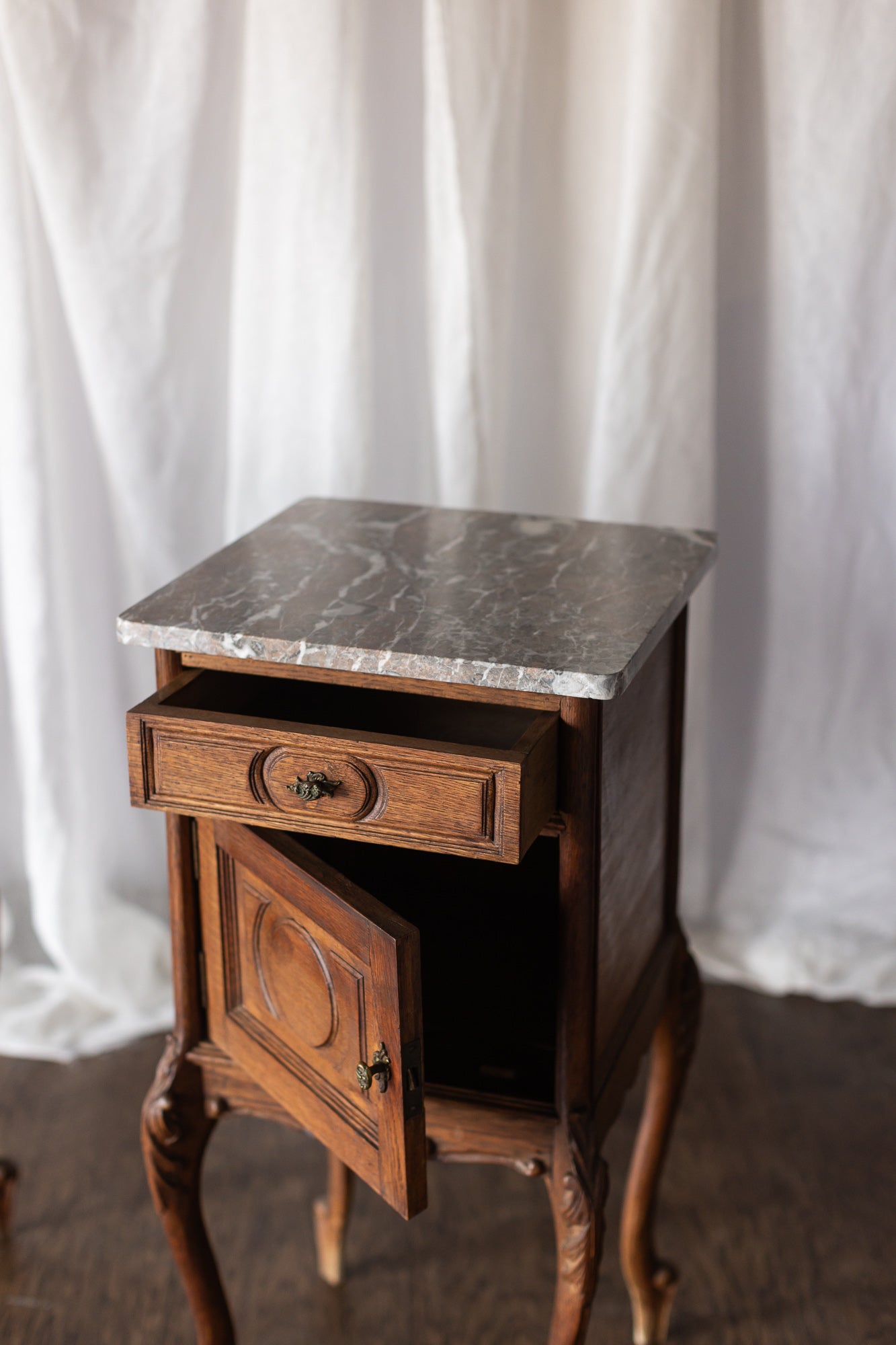 Marble Top Pair of LXV Nightstands