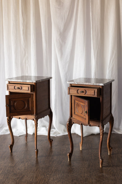 Marble Top Pair of LXV Nightstands