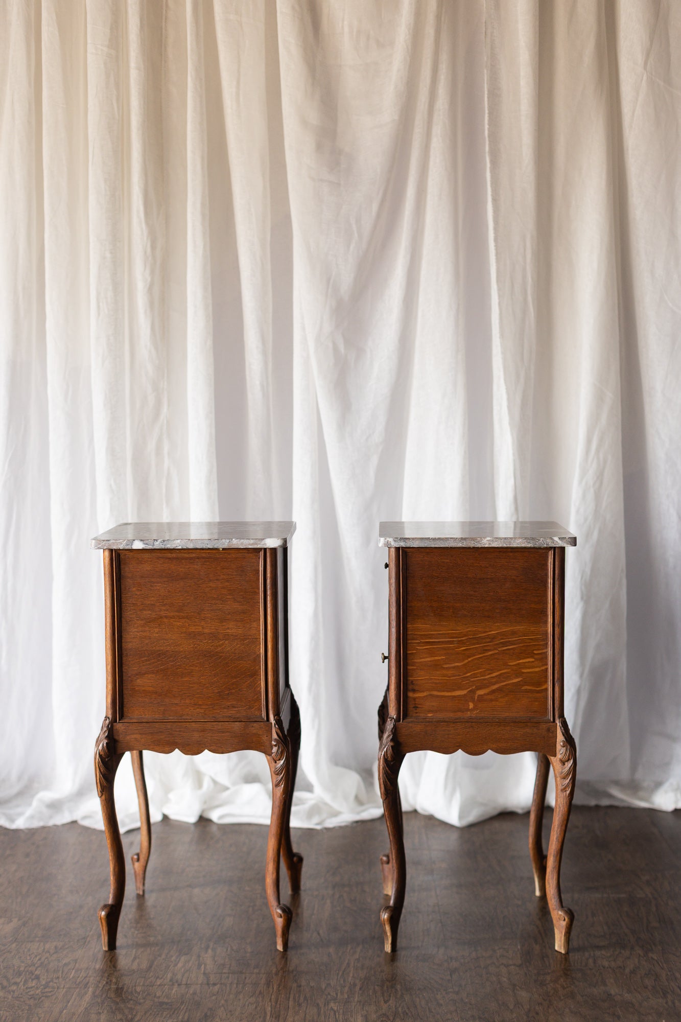Marble Top Pair of LXV Nightstands