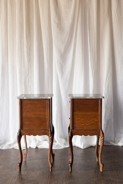 Marble Top Pair of LXV Nightstands