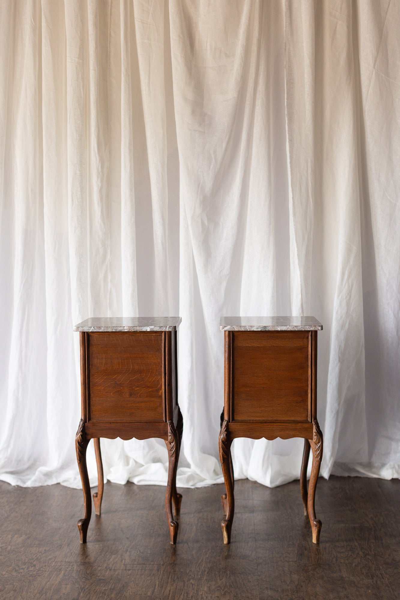 Marble Top Pair of LXV Nightstands