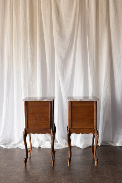 Marble Top Pair of LXV Nightstands