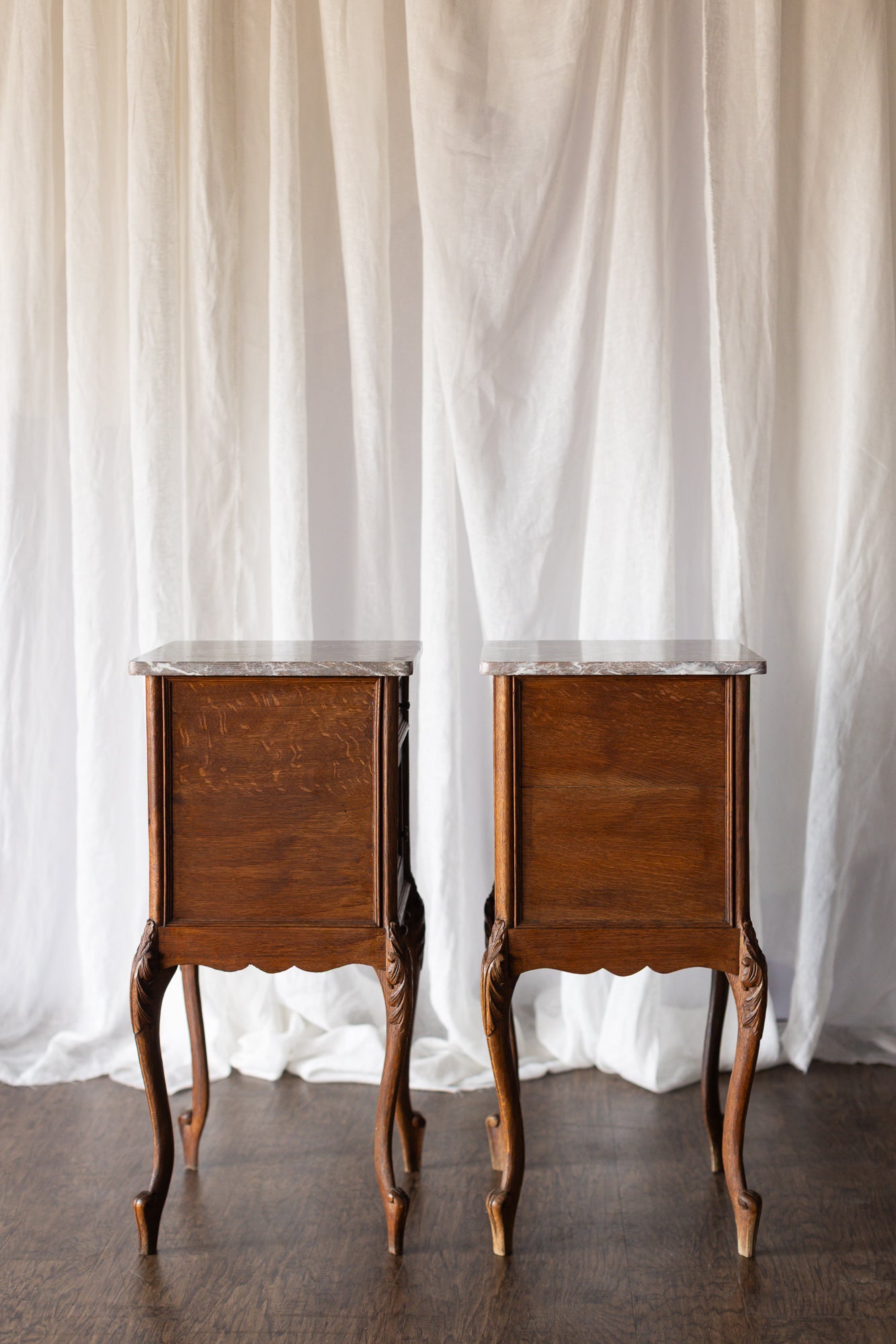 Marble Top Pair of LXV Nightstands