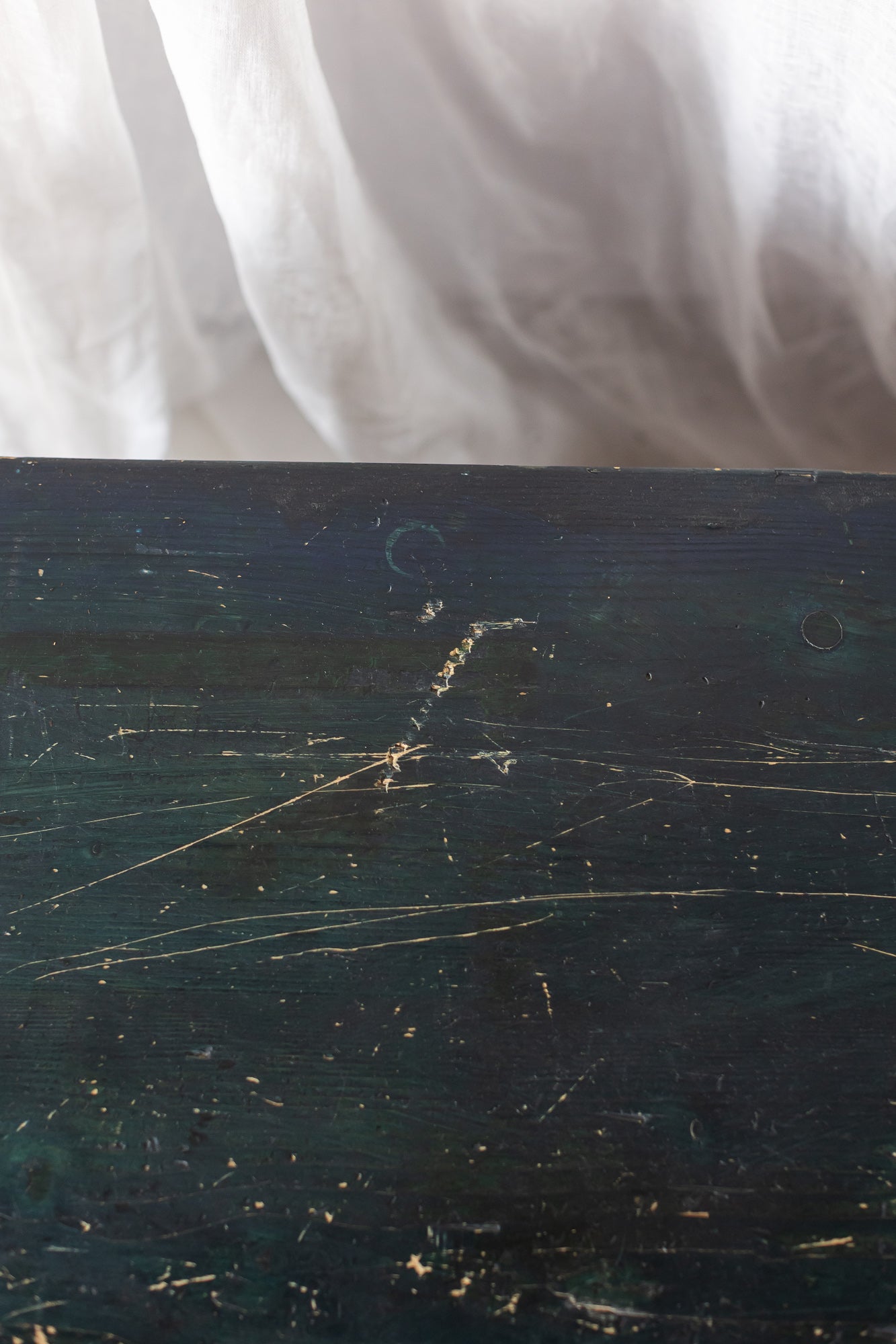 Antique Hand Painted Chest in Blue with Floral Motifs