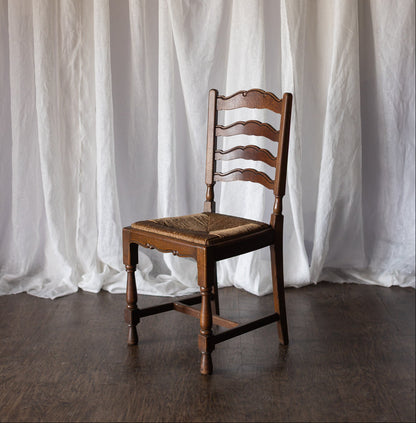 Set of Six French Country Chairs with Rush Seats