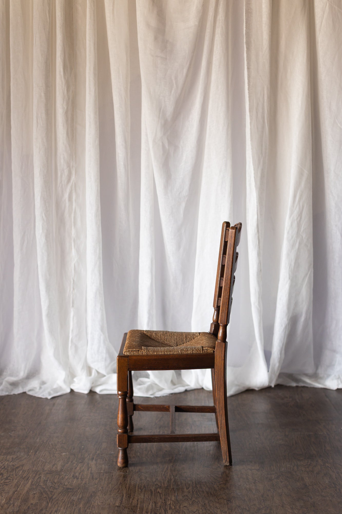 Set of Six French Country Chairs with Rush Seats