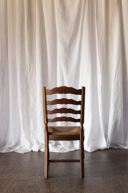Set of Six French Country Chairs with Rush Seats
