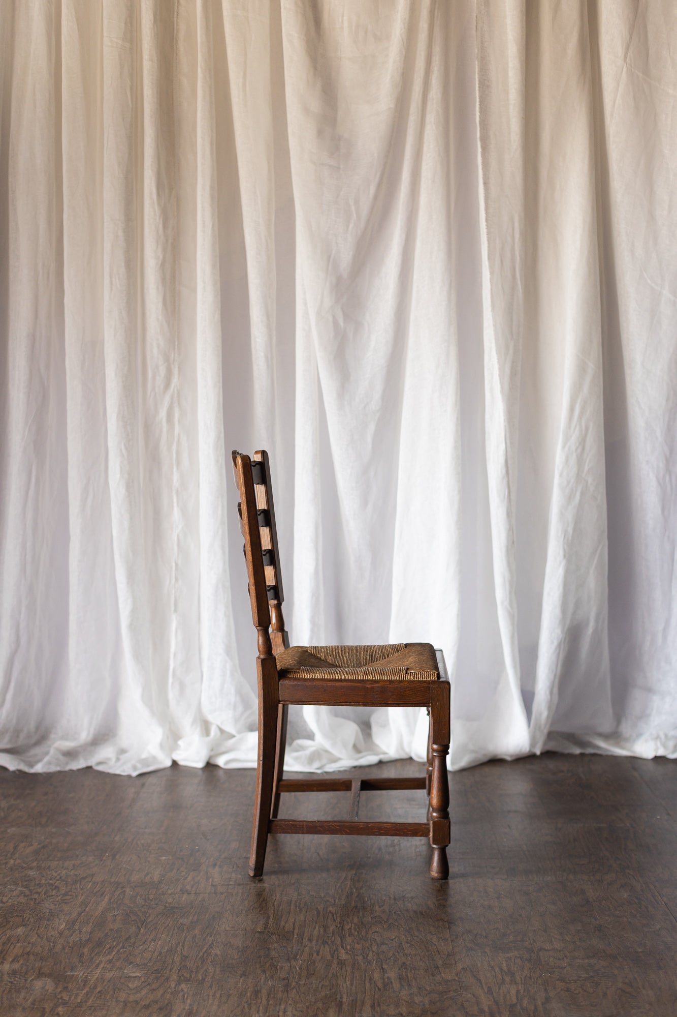 Set of Six French Country Chairs with Rush Seats