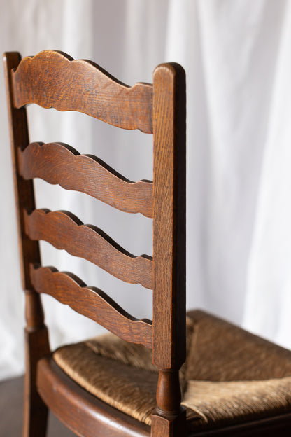 Set of Six French Country Chairs with Rush Seats