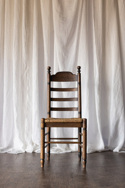Set of 6 French Oak Rush Seat Dining Chairs