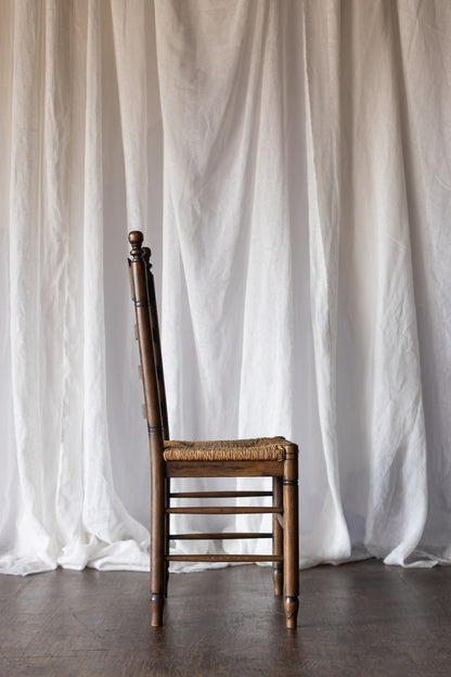 Set of 6 French Oak Rush Seat Dining Chairs