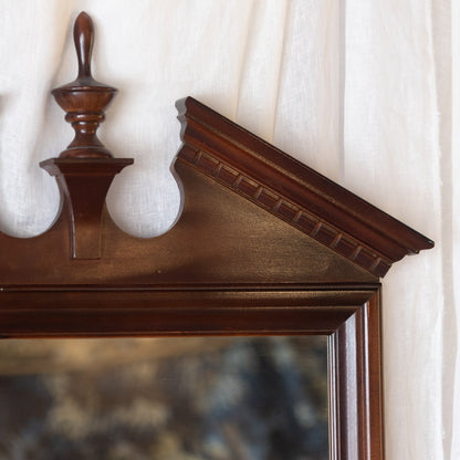 Mahogany Pediment Mirror with Finial Detail