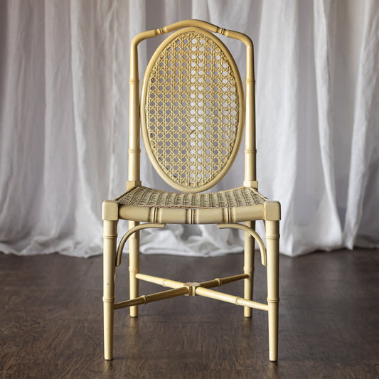 Set of Four Yellow Lacquered Bamboo Chairs