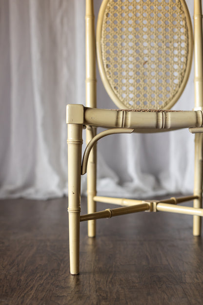 Set of Four Yellow Lacquered Bamboo Chairs