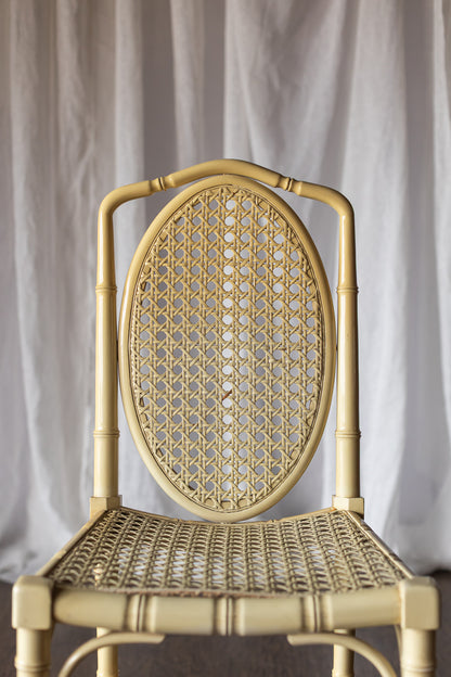 Set of Four Yellow Lacquered Bamboo Chairs