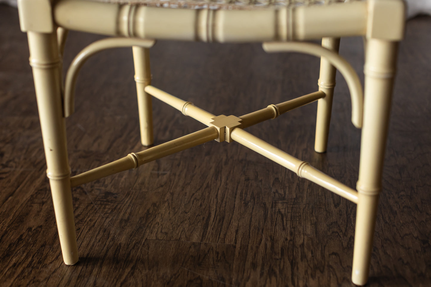 Set of Four Yellow Lacquered Bamboo Chairs