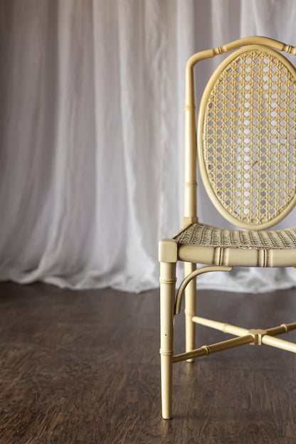 Set of Four Yellow Lacquered Bamboo Chairs