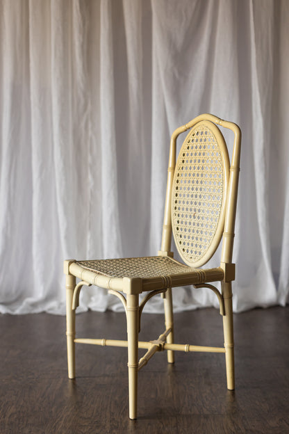 Set of Four Yellow Lacquered Bamboo Chairs