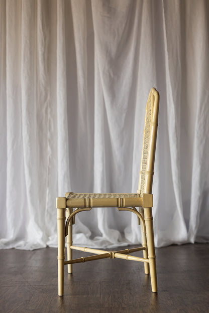Set of Four Yellow Lacquered Bamboo Chairs