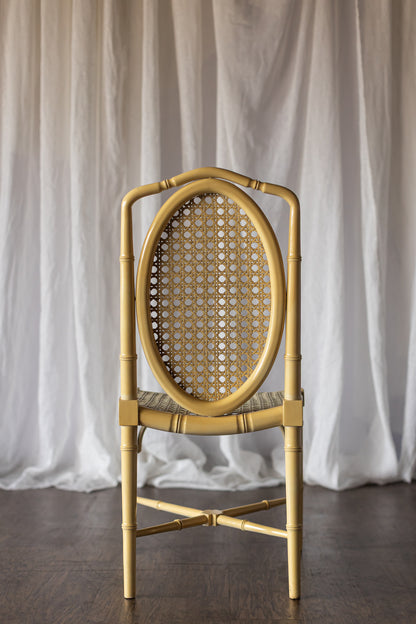 Set of Four Yellow Lacquered Bamboo Chairs