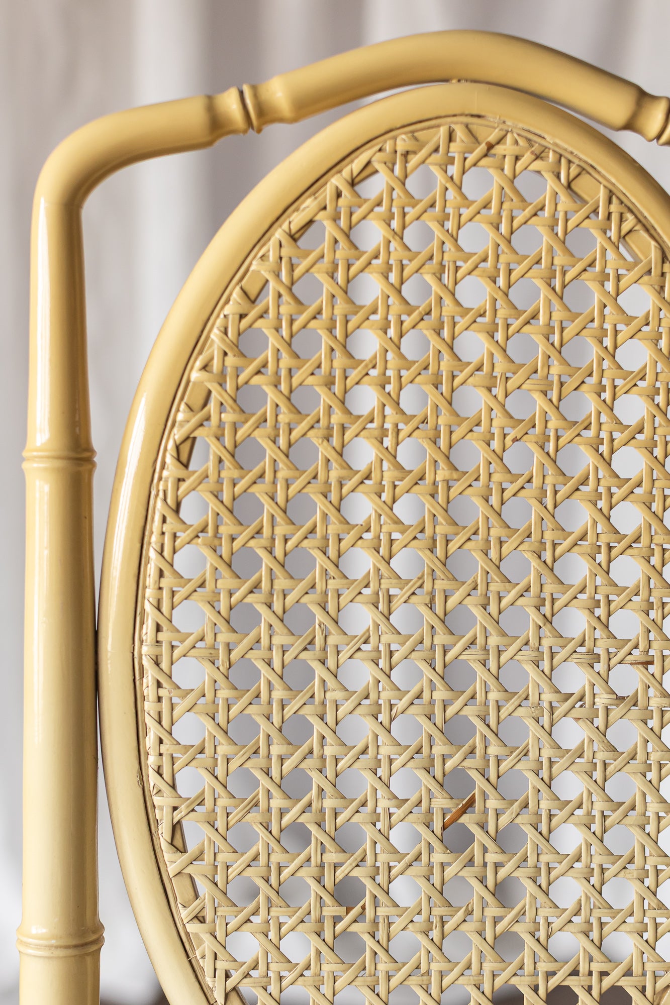 Set of Four Yellow Lacquered Bamboo Chairs