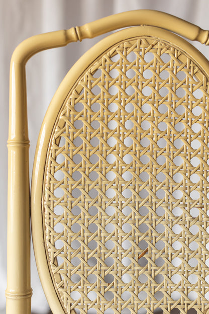 Set of Four Yellow Lacquered Bamboo Chairs