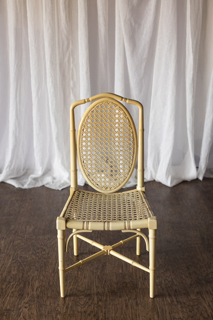 Set of Four Yellow Lacquered Bamboo Chairs
