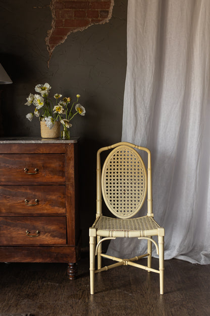 Set of Four Yellow Lacquered Bamboo Chairs