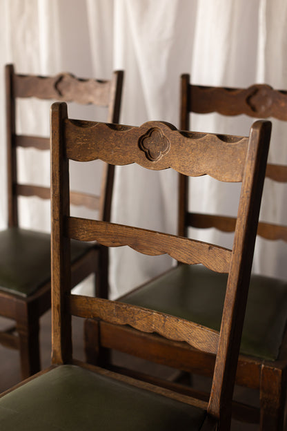 Set of 6 Scallop Chairs with Green Seats