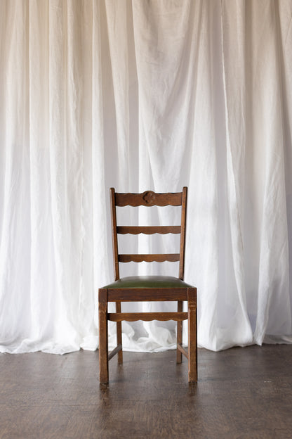 Set of 6 Scallop Chairs with Green Seats