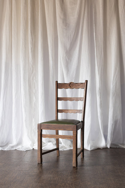 Set of 6 Scallop Chairs with Green Seats