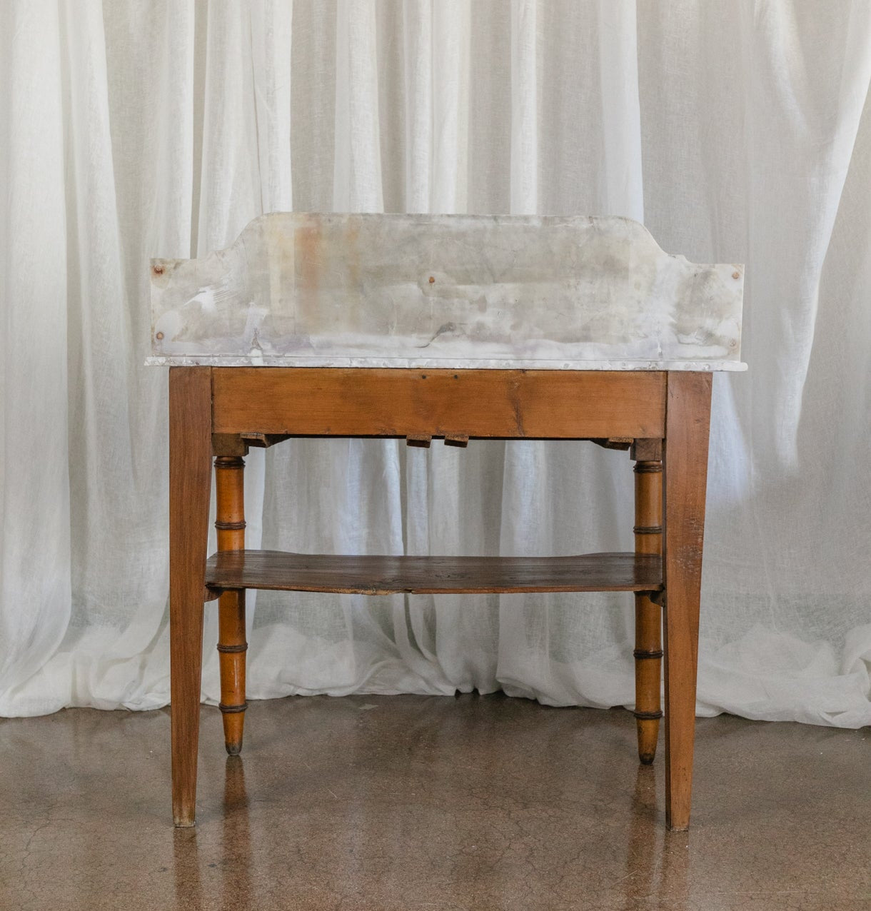 19th Century Faux Bamboo Nightstand with Marble Top #2
