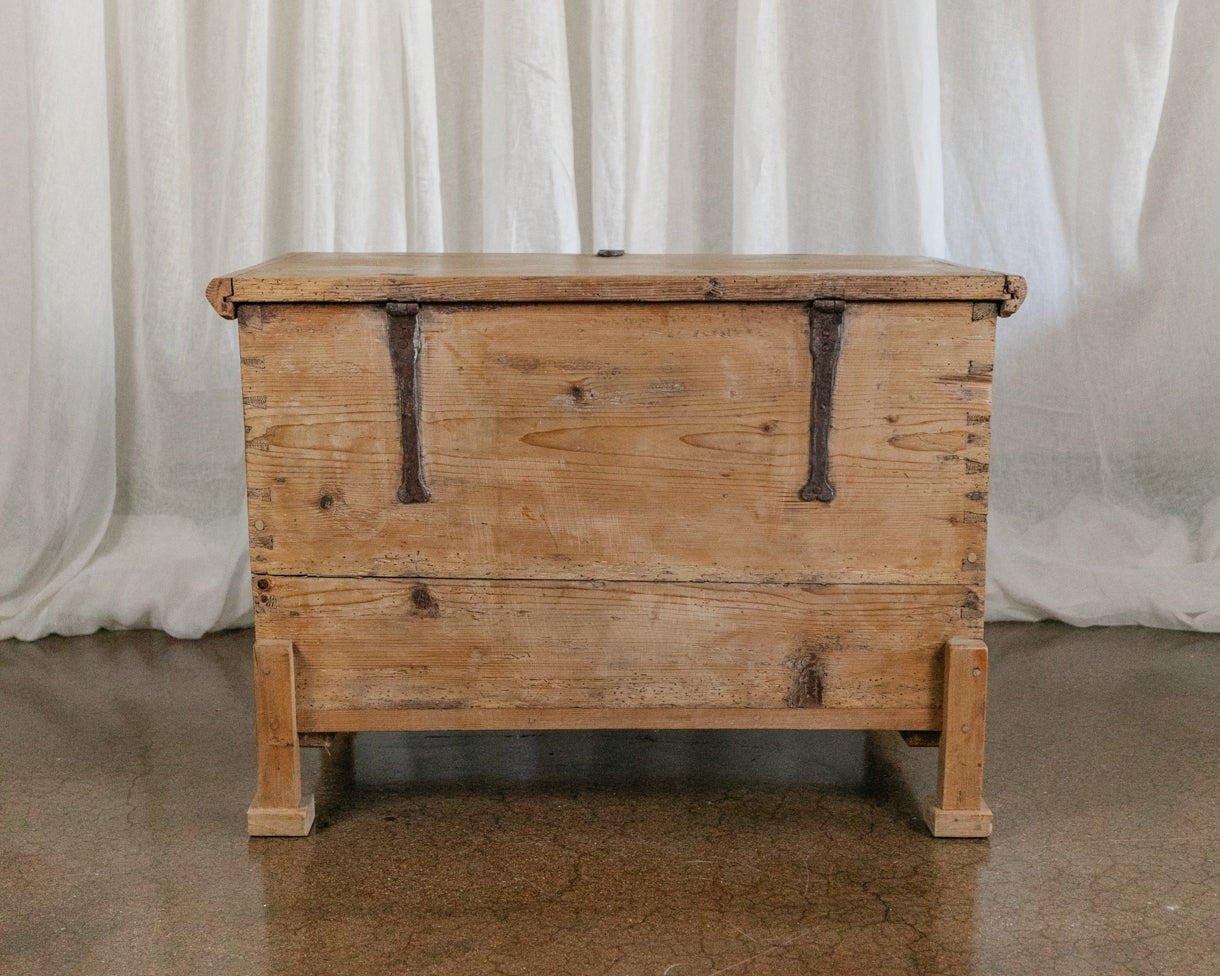 European Pine Carved Chest