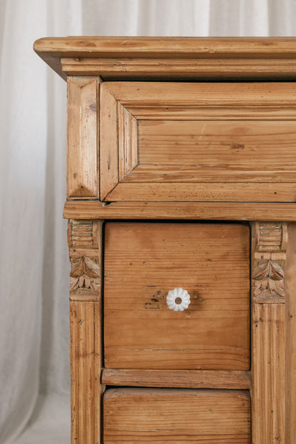 Antique Pine Sideboard with Drawers and Cabinet Doors