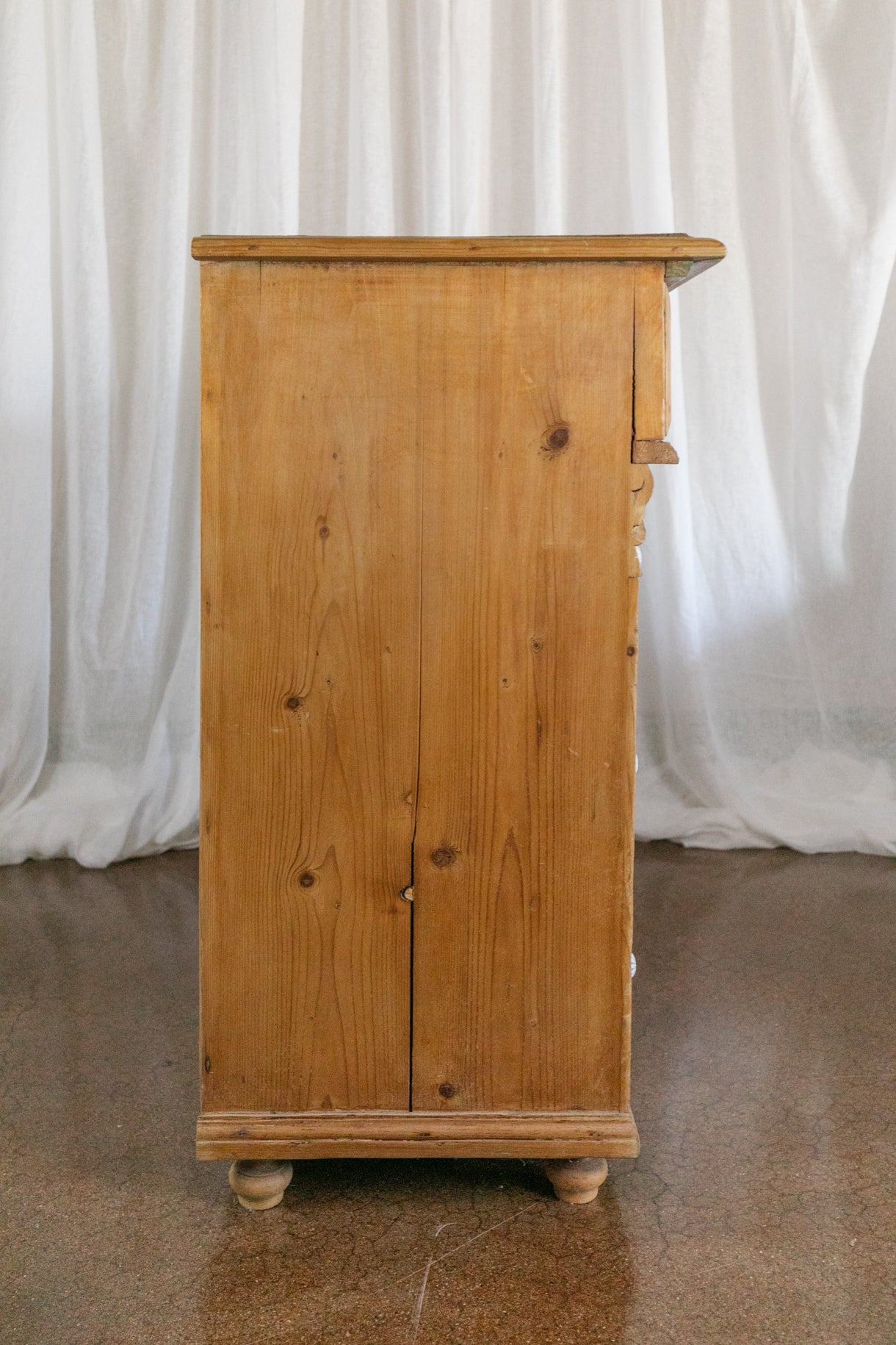 Antique Pine Sideboard with Drawers and Cabinet Doors