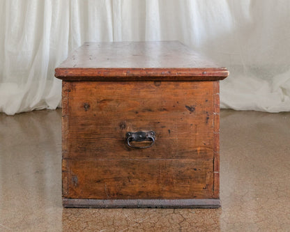 Antique Hand Painted Chest in Warm Ochre, Dated 1896