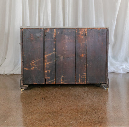 Three Drawer Walnut Chest with Carved Fruit Pulls and Marble Top on Casters - Mid to late 19th Century (Look for Sister Set)