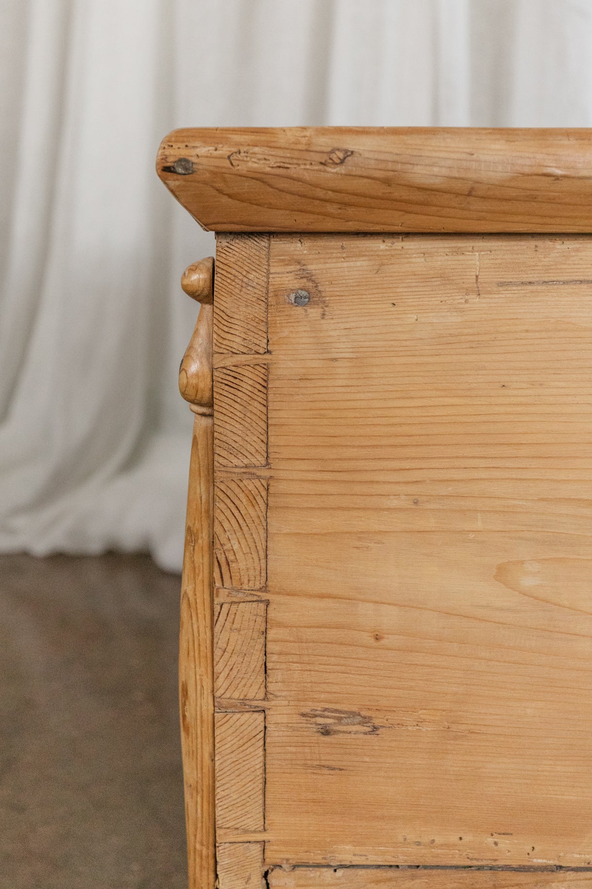 European Pine Carved Chest
