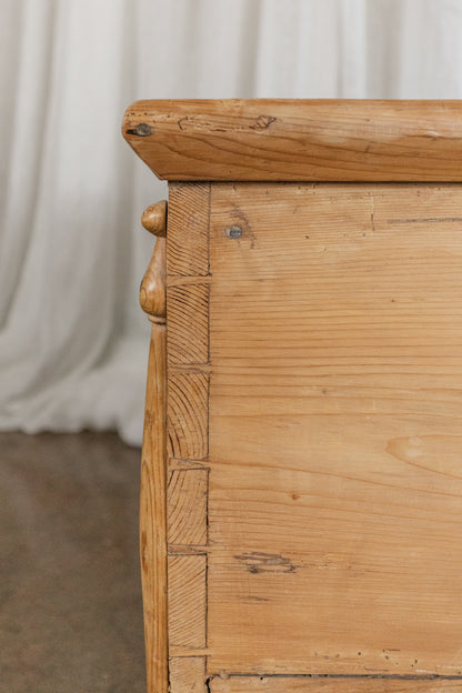 European Pine Carved Chest