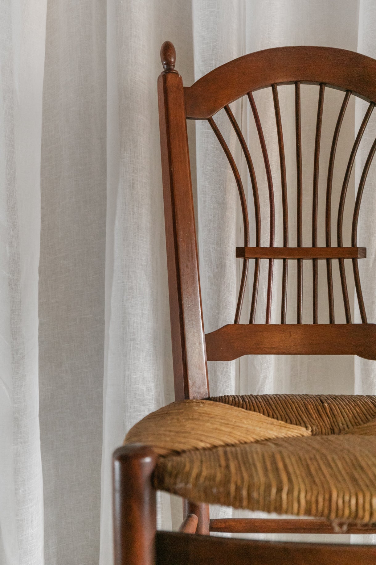 Set of Six Spindle Back Chairs with Rush Seats