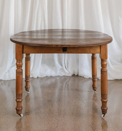 Oak Drop Leaf Table on Casters