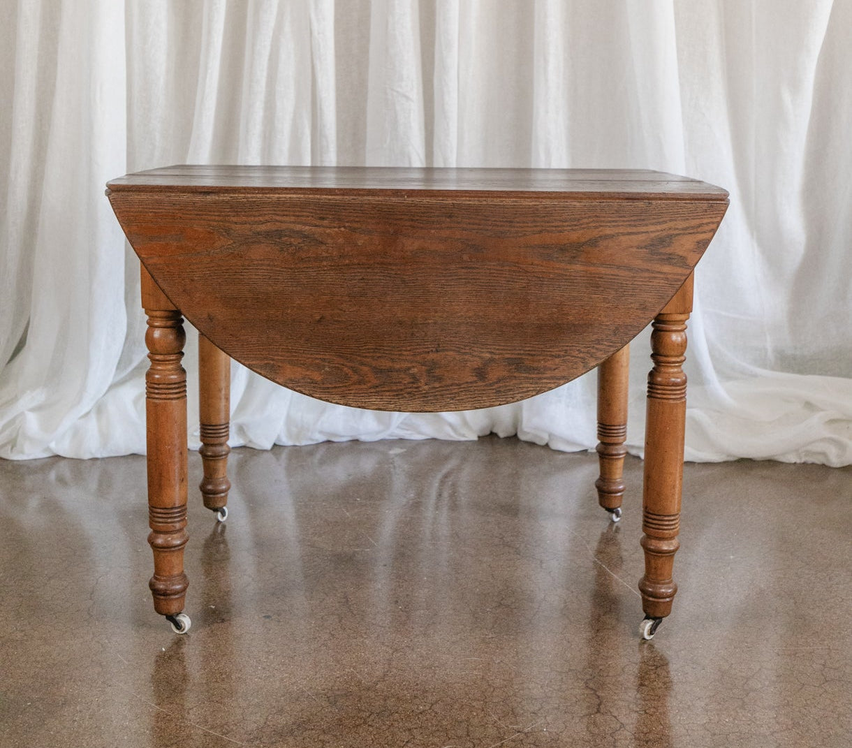 Oak Drop Leaf Table on Casters