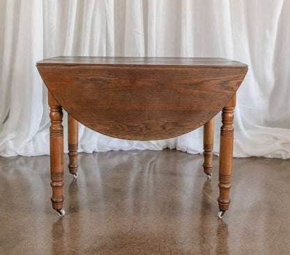 Oak Drop Leaf Table on Casters
