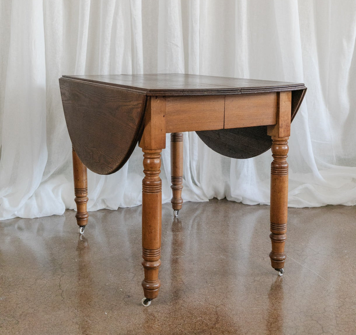 Oak Drop Leaf Table on Casters