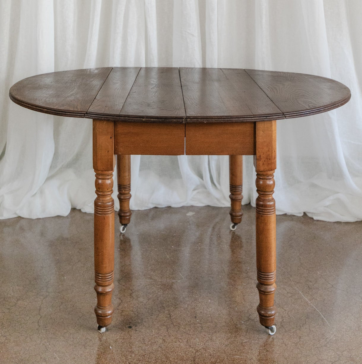 Oak Drop Leaf Table on Casters