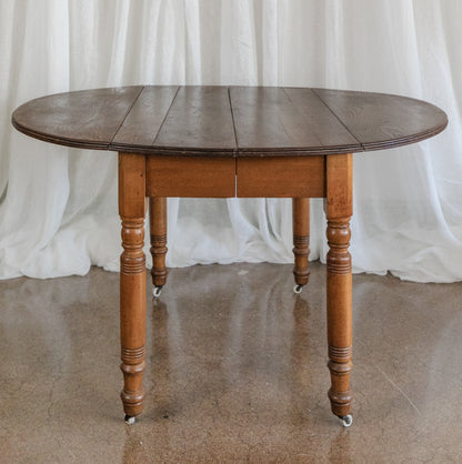 Oak Drop Leaf Table on Casters