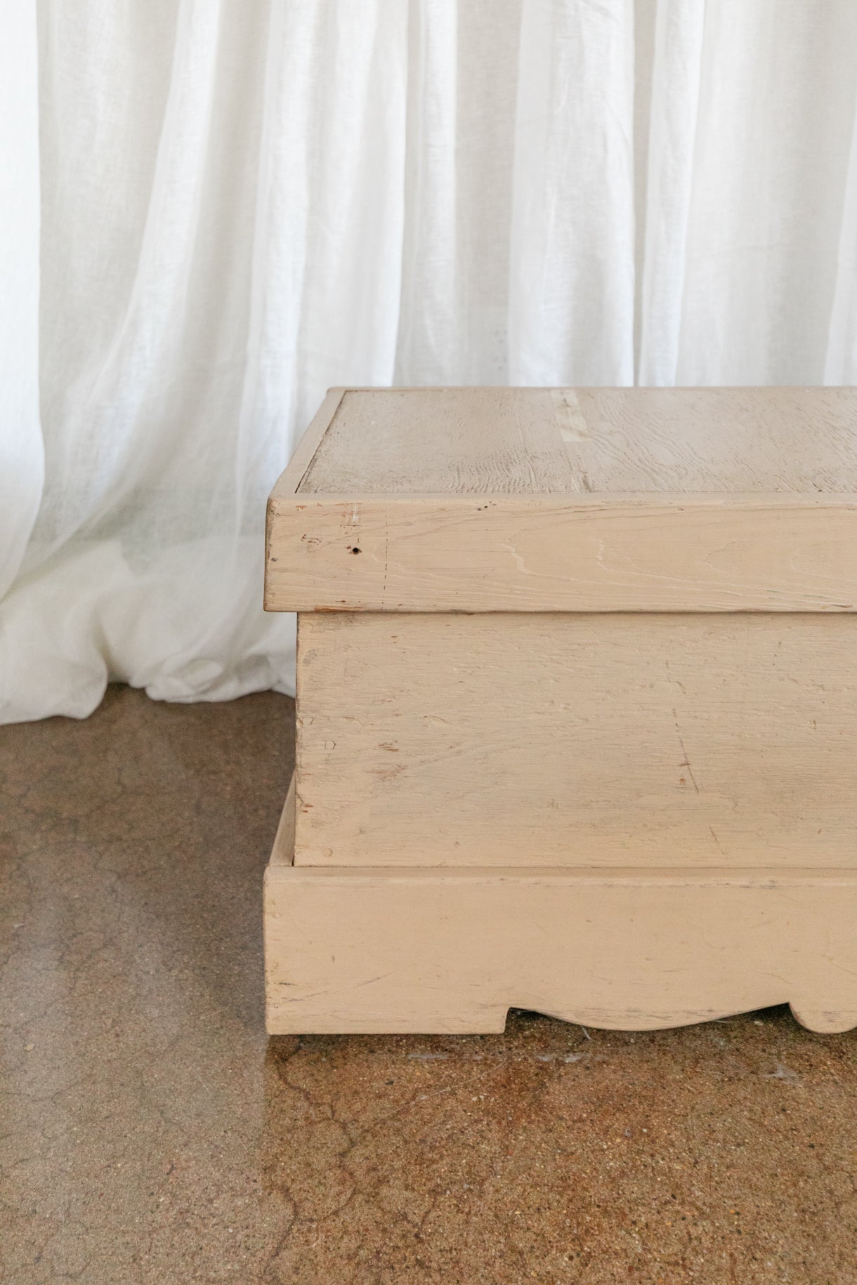 Antique Blanket/Toy Chest with Scalloped Apron on Casters